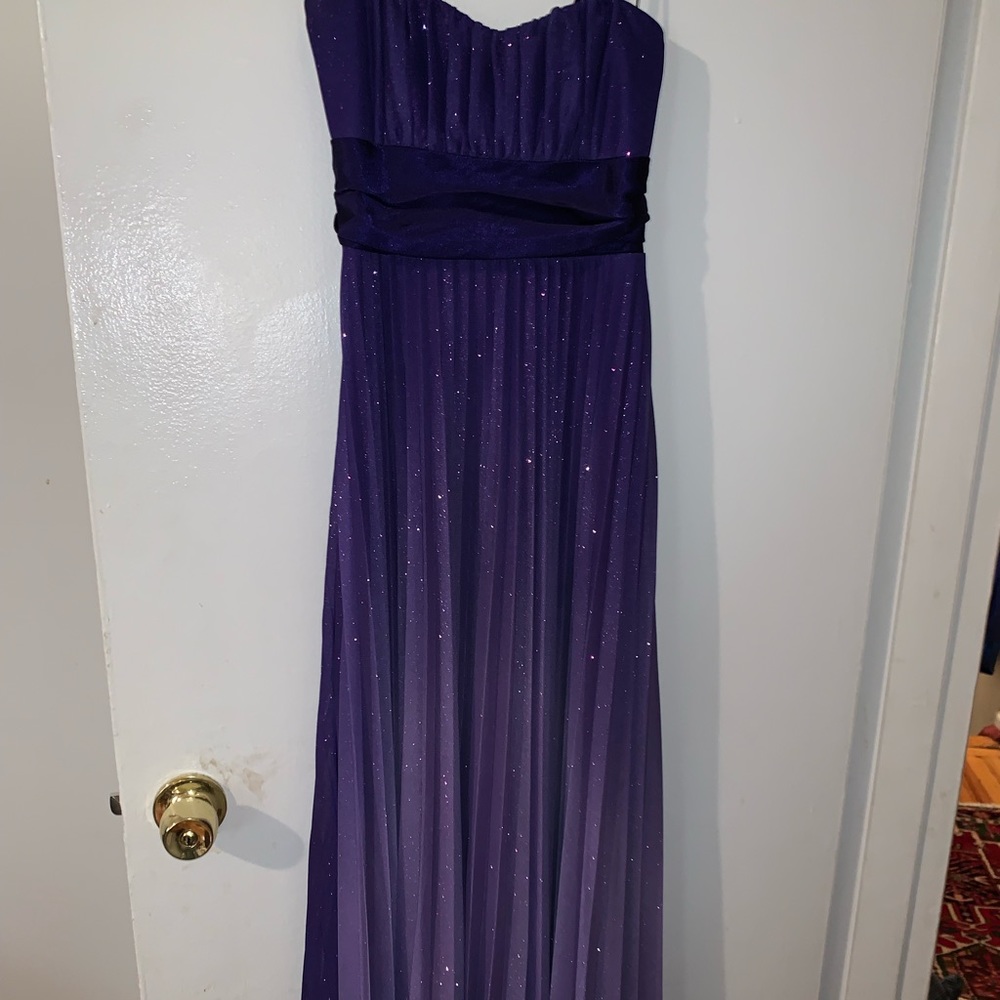ombré strapless purple gown